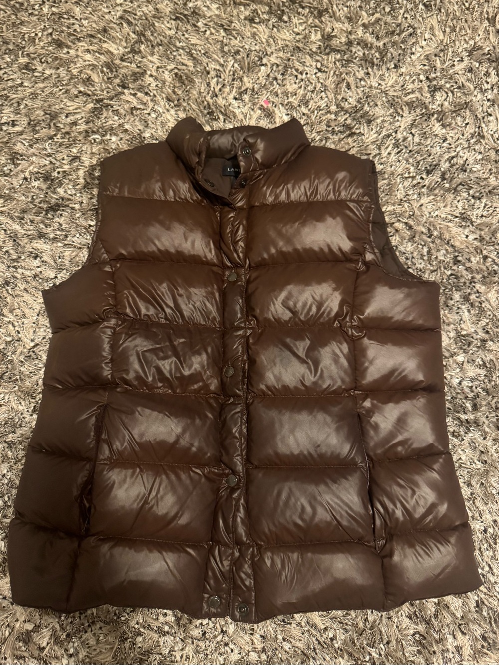 Lands' End Chocolate Brown Quilted Puffer Vest